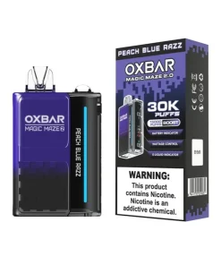 پاد یکبار مصرف اوکسبار 30 هزار پاف هلو تمشک آبی | Oxbar 30k