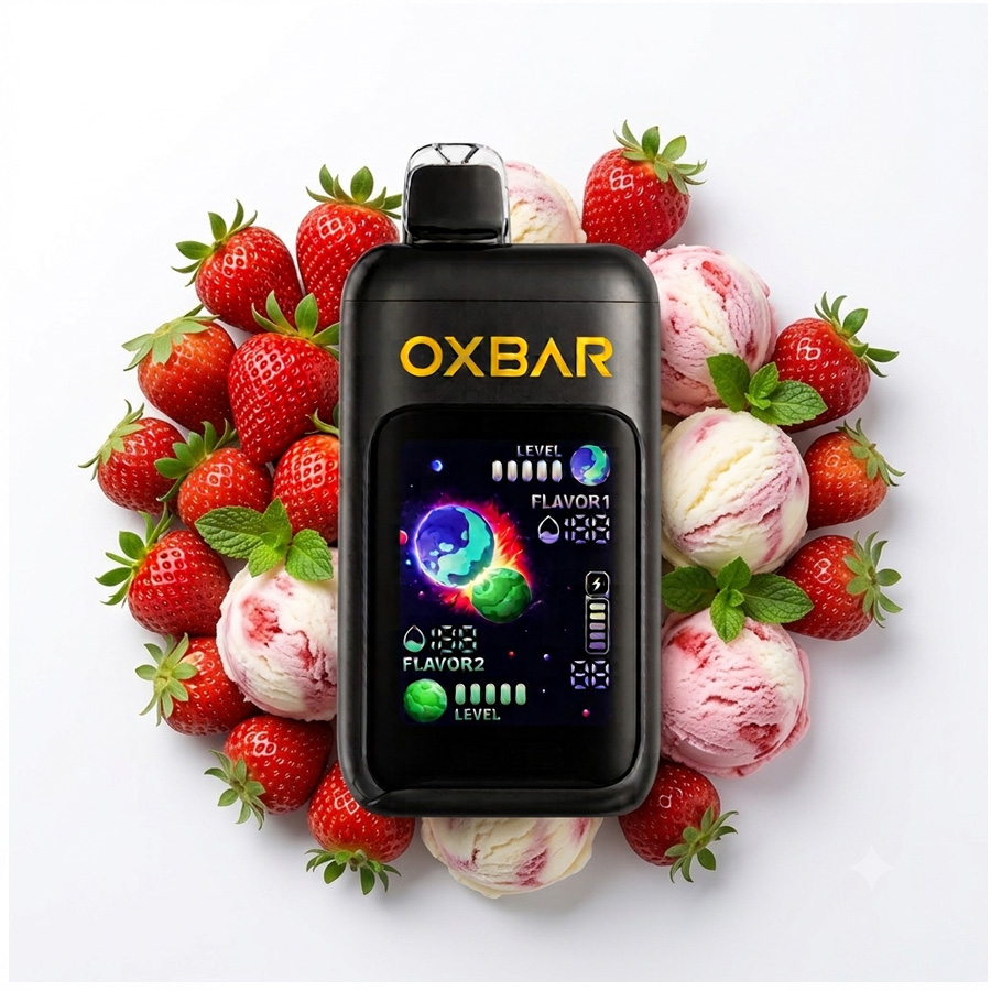 پاد یکبار مصرف اوکسبار 50 هزار پاف توت فرنگی بستنی | Oxbar 50k